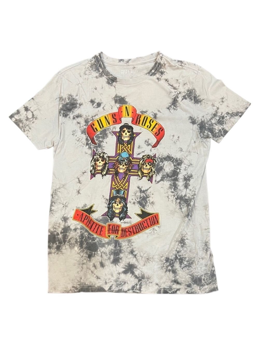 Guns N’ Roses Gray Tie-Dye Appetite for Destruction T-Shirt Size Small